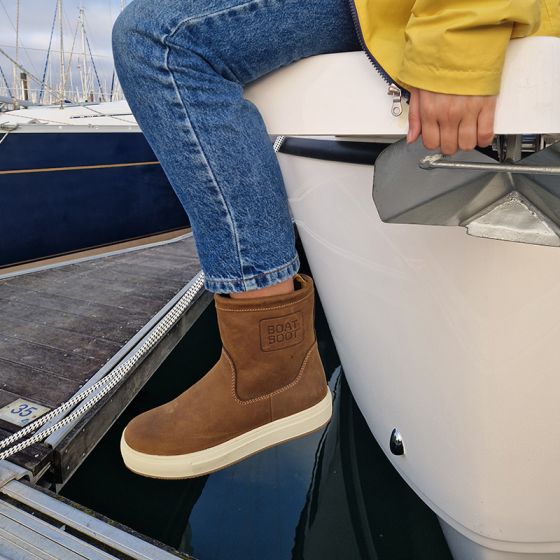 Bottes basses marron pour bateau, déperlantes